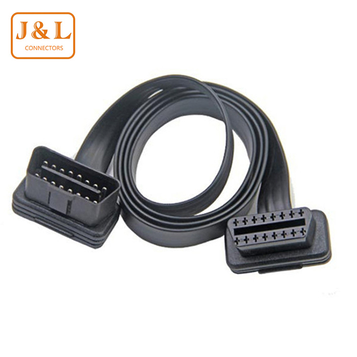 OBDII 汽車轉(zhuǎn)換線一分二彎頭90度扁平延長(zhǎng)線拓展轉(zhuǎn)接線30cm